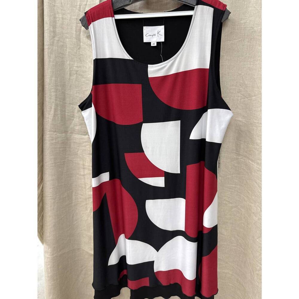NEW COMPLI K women's reversable tank dress in red,blk, white & black